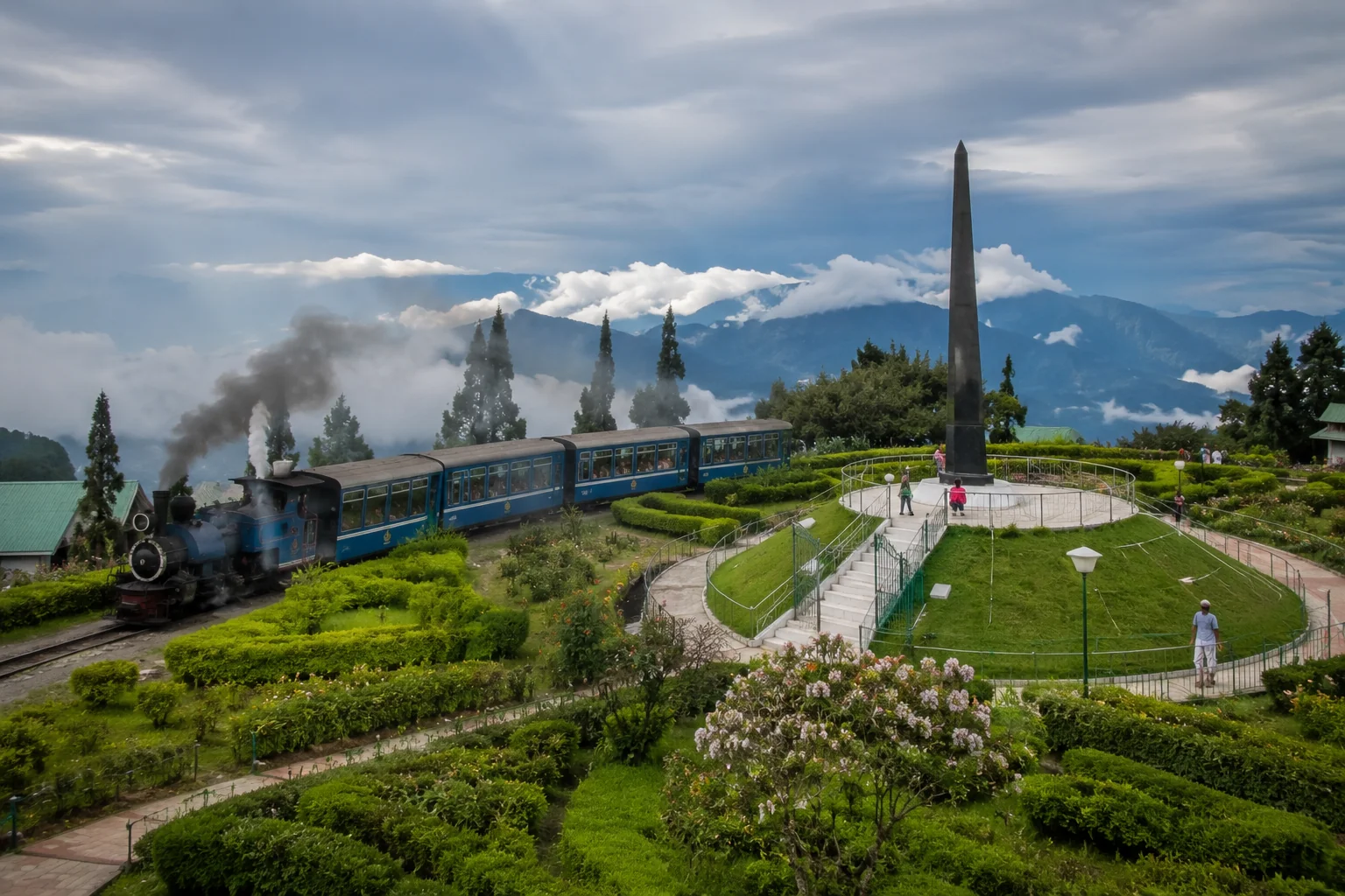 The Batasia Loop and war memorial near Darjeeling