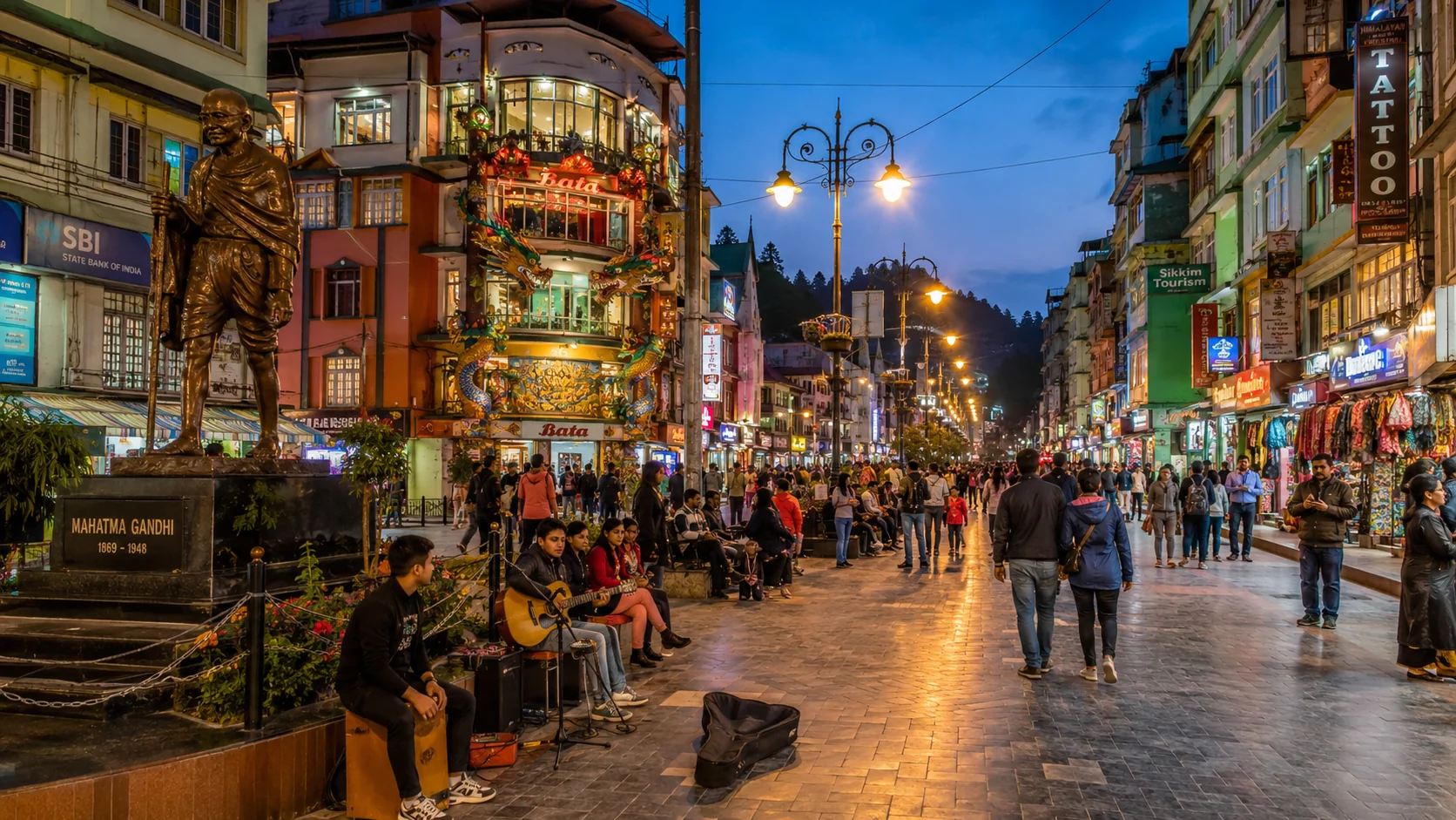 MG Marg, the pedestrian boulevard in Gangtok, Sikkim