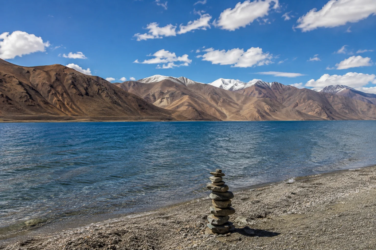 The changing blues of Pangong Lake at 4,350 metres in Ladakh