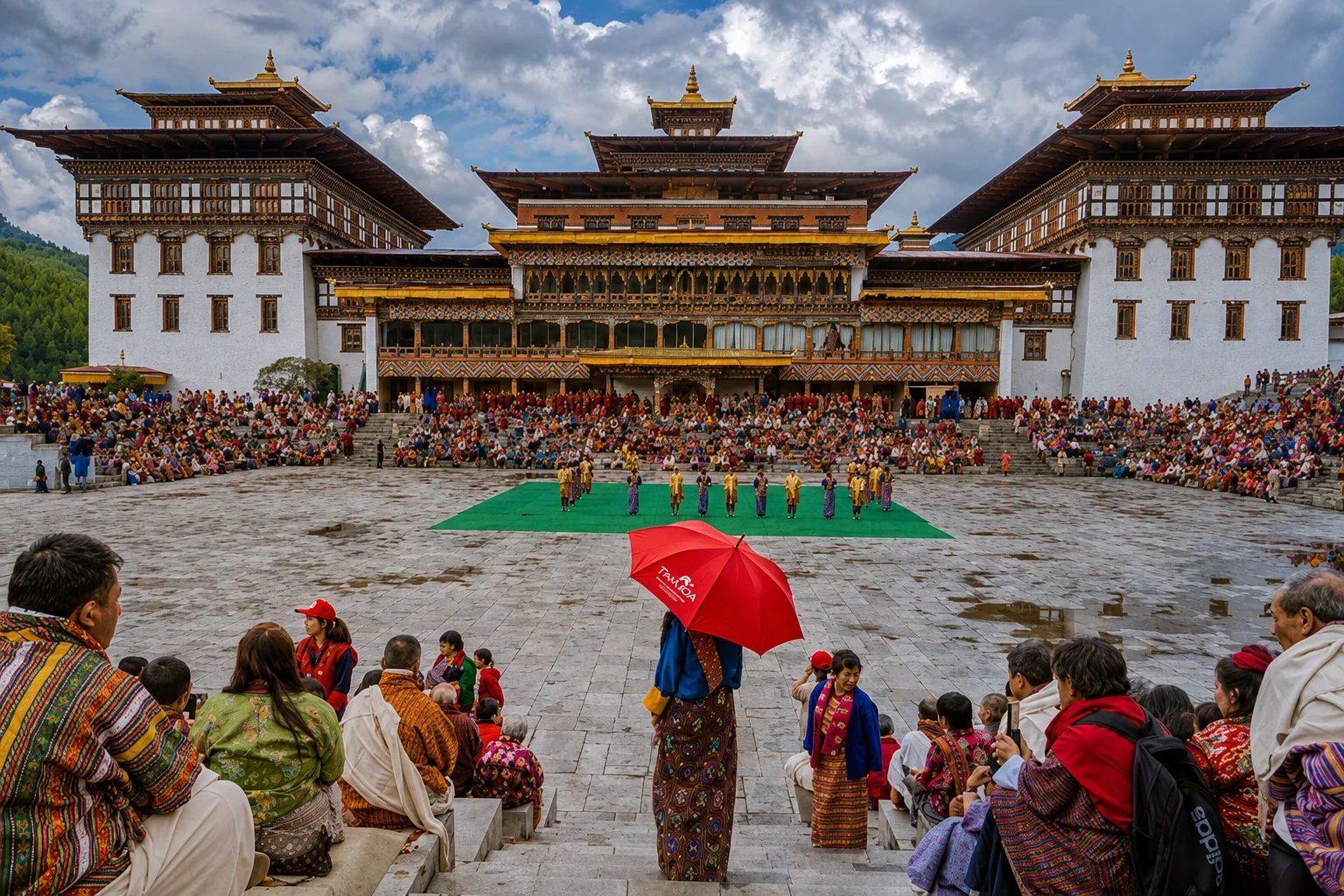 Tashichho Dzong, the seat of government in Thimphu, Bhutan