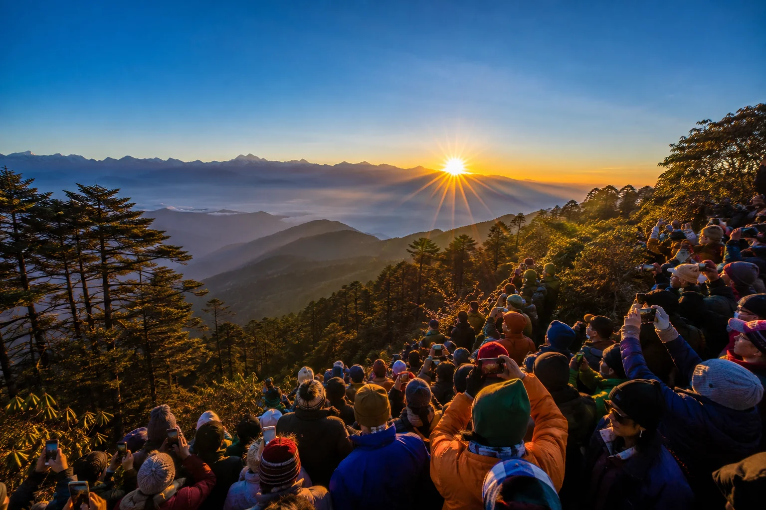 Sunrise over Kanchenjunga from Tiger Hill, Darjeeling