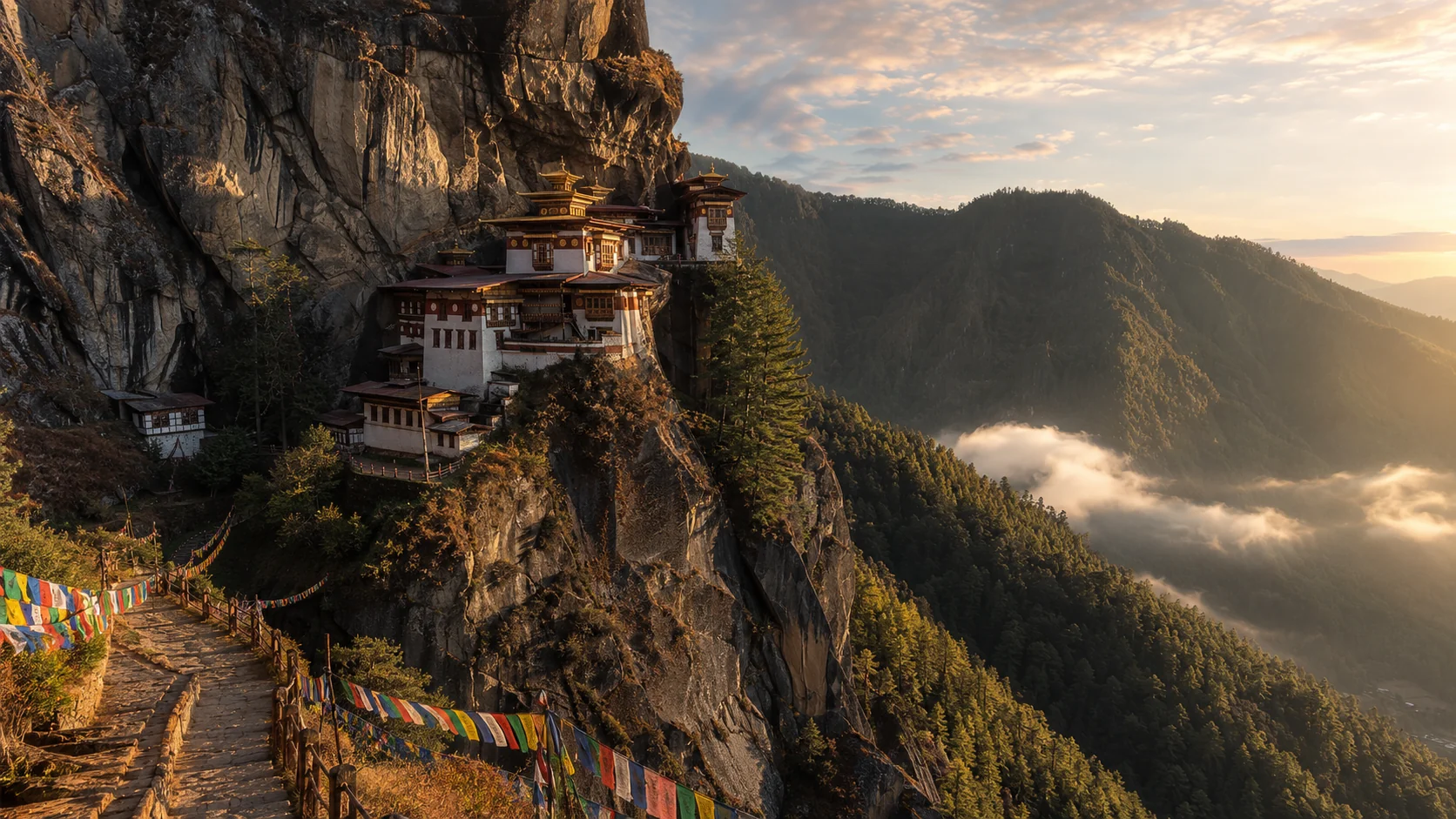 The Tiger's Nest monastery on the cliff above the Paro valley, Bhutan