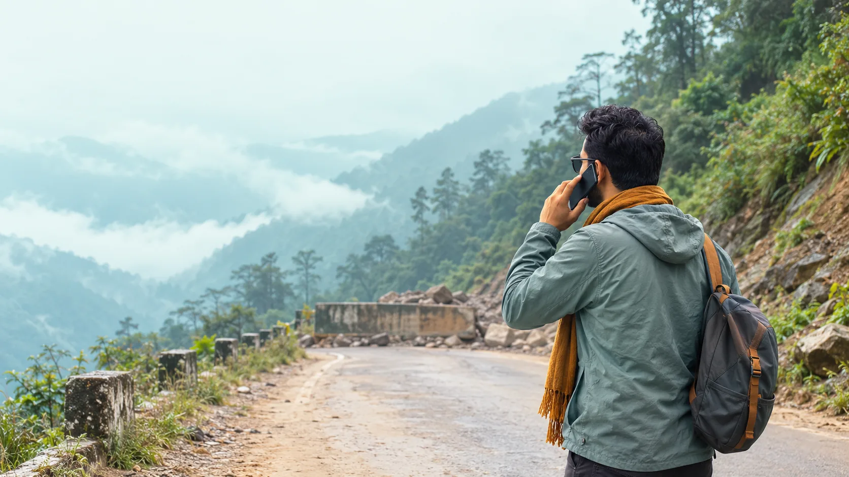 Cross Over Holidays team member on a support call during a trip
