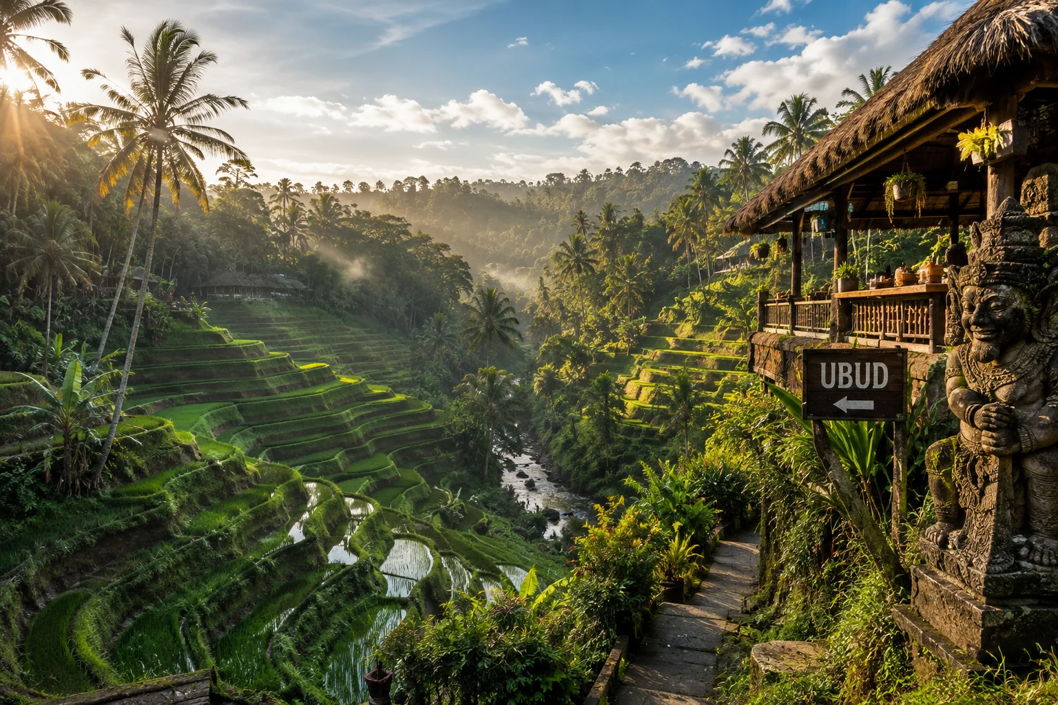 Rice terraces and forest around Ubud, Bali